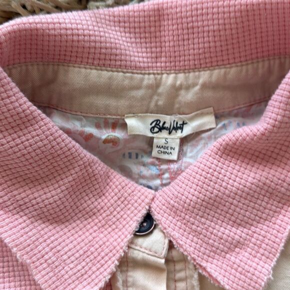 BlueVelvet Oversized Mixed Fabric Top in Pink-Beige Size S - Picture 6 of 8